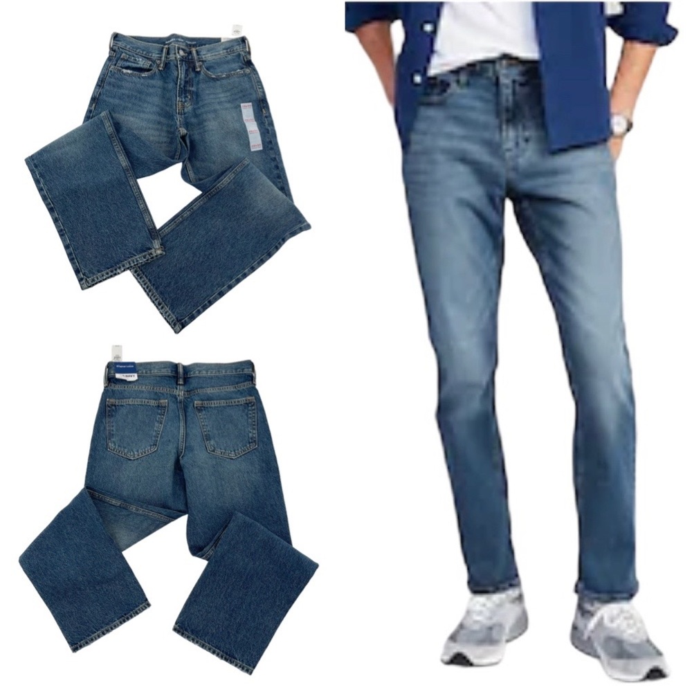 Old Navy Original Loose Fit Distressed Hem Medium Blue Denim Jeans 29x30 NWT